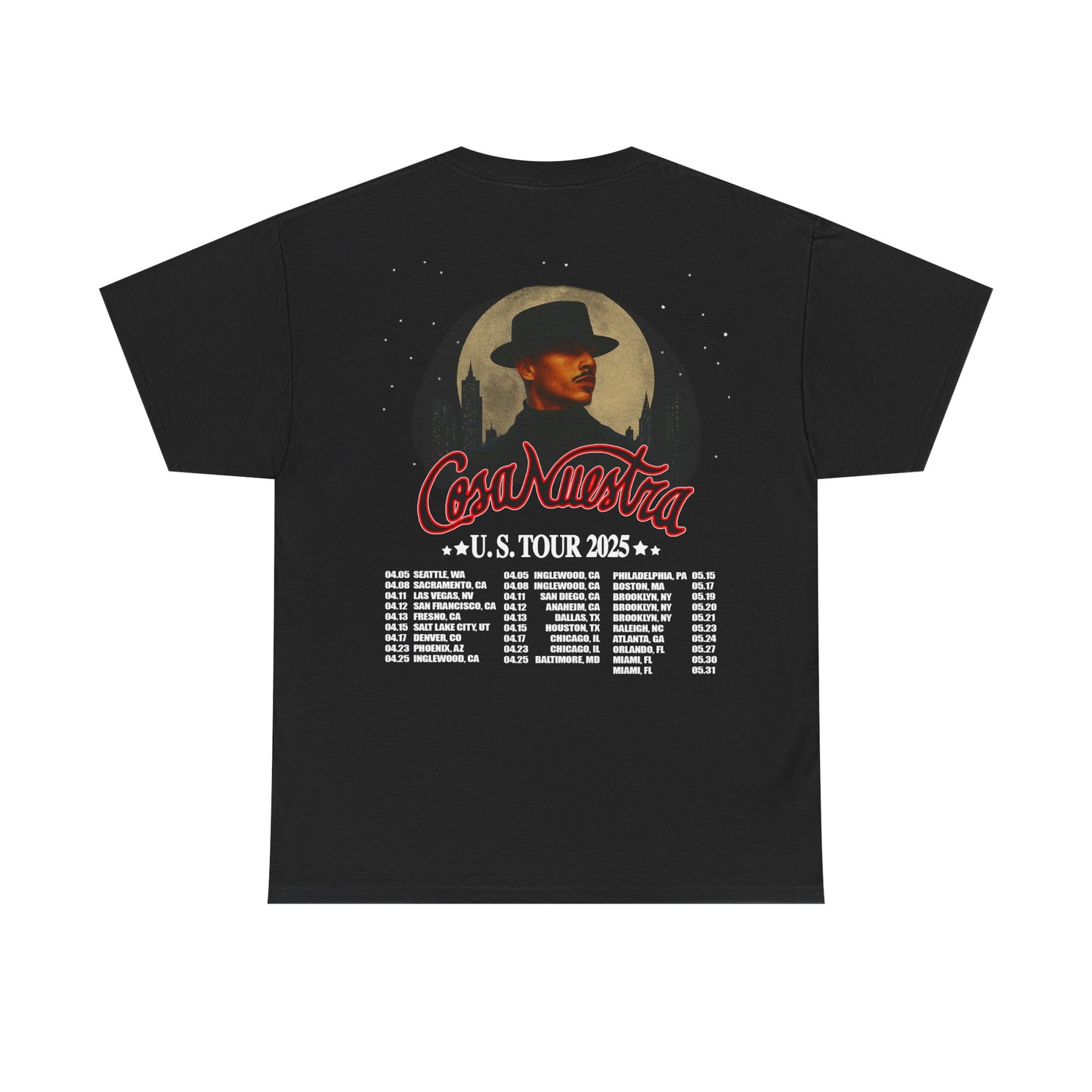 RAUW ALEJANDRO MERCH - RAUW SIGNATURE COSA NUESTRA US TOUR BLACK TEE